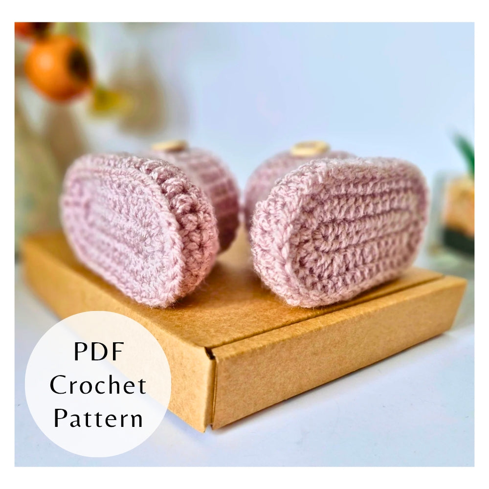 Handmade PDF Crochet Pattern – Baby Booties with Buttons (Instant Download) – PDF pattern crafted in soft acrylic yarn and available in multiple colours by Twisted by the Sea.