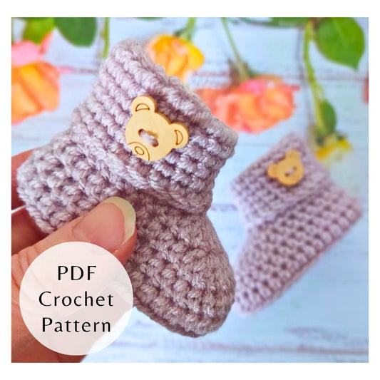 PDF Crochet Pattern – Baby Booties with Buttons (Instant Download) - Twisted by the Sea