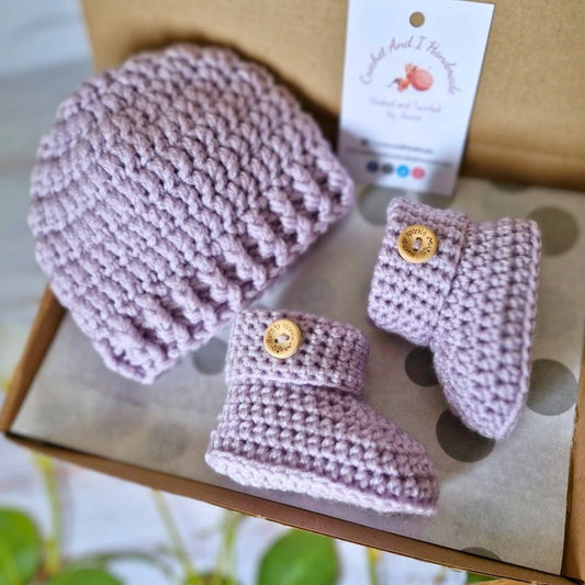 White Crochet Baby Gift Set – Handmade Hat & Booties - Twisted by the Sea