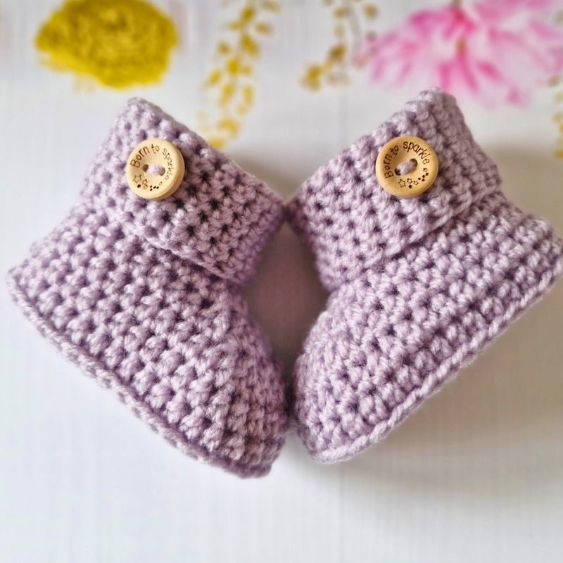 Newborn Gift Idea – ‘Born to Sparkle’ Crochet Baby Booties - Twisted by the Sea