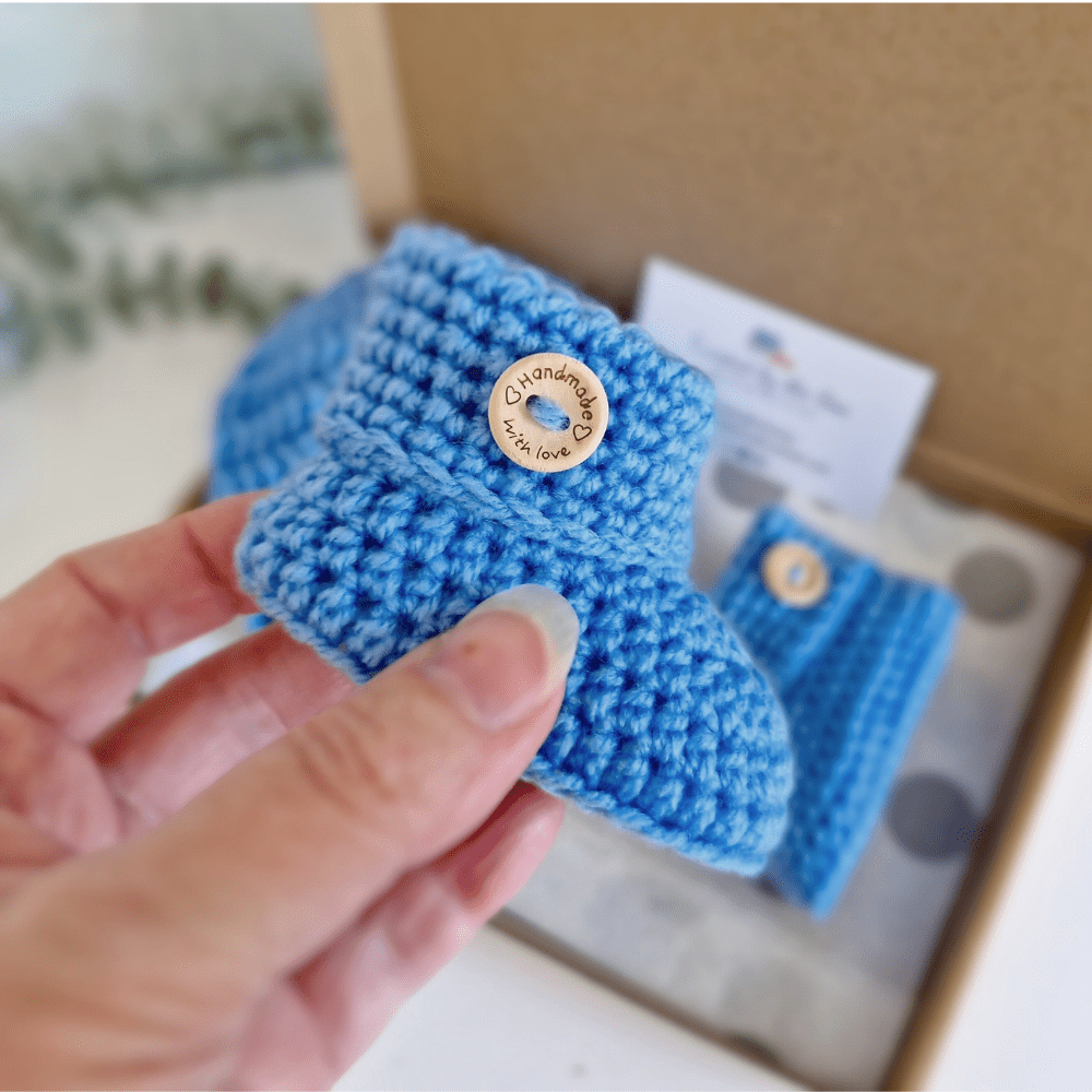 White Crochet Baby Gift Set – Handmade Hat & Booties - Twisted by the Sea