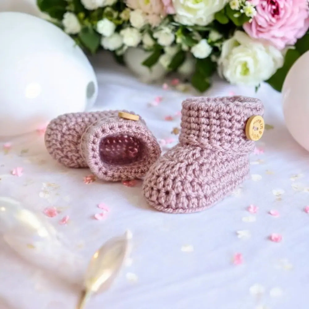 ‘Born in 2026’ Crochet Baby Booties – Handmade Newborn Gift or Pregnancy Reveal