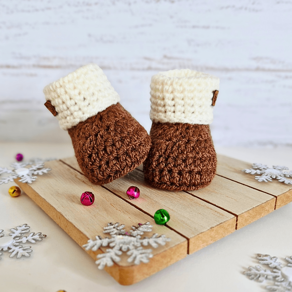 Handmade Crochet Baby Booties – My Little Pudding First Christmas Gift - Twisted by the Sea