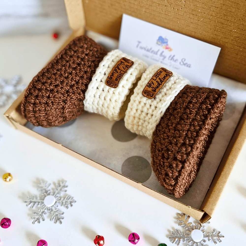 Handmade Crochet Baby Booties – My Little Pudding First Christmas Gift - Twisted by the Sea