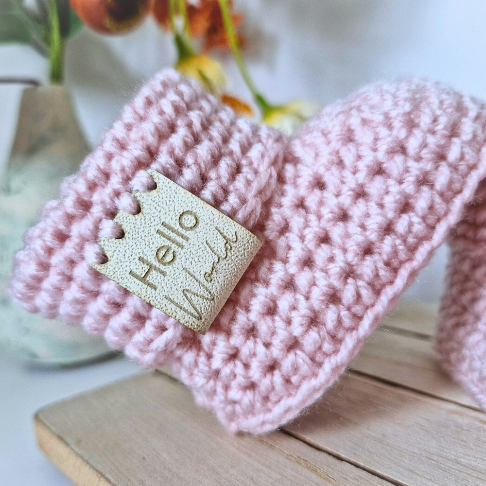 Handmade Hello World Crochet Baby Booties – Handmade 0-6 Months Gift – Baby Booties crafted in soft acrylic yarn and available in multiple colours by Twisted by the Sea.