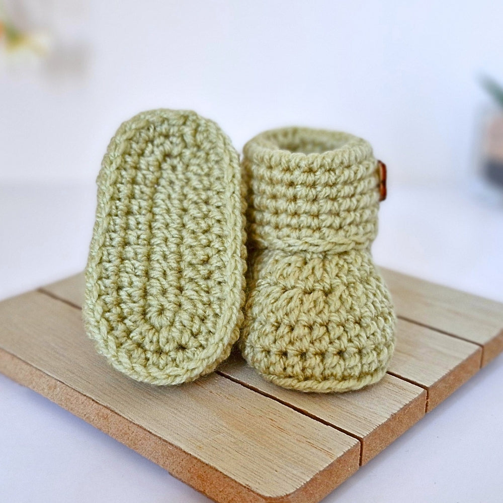 Crochet Baby Booties with Teddy Button - Baby Shower Gift