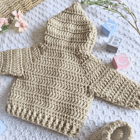 Crochet Baby Hooded Cardigan – Newborn to 2 Years - Twisted by the Sea