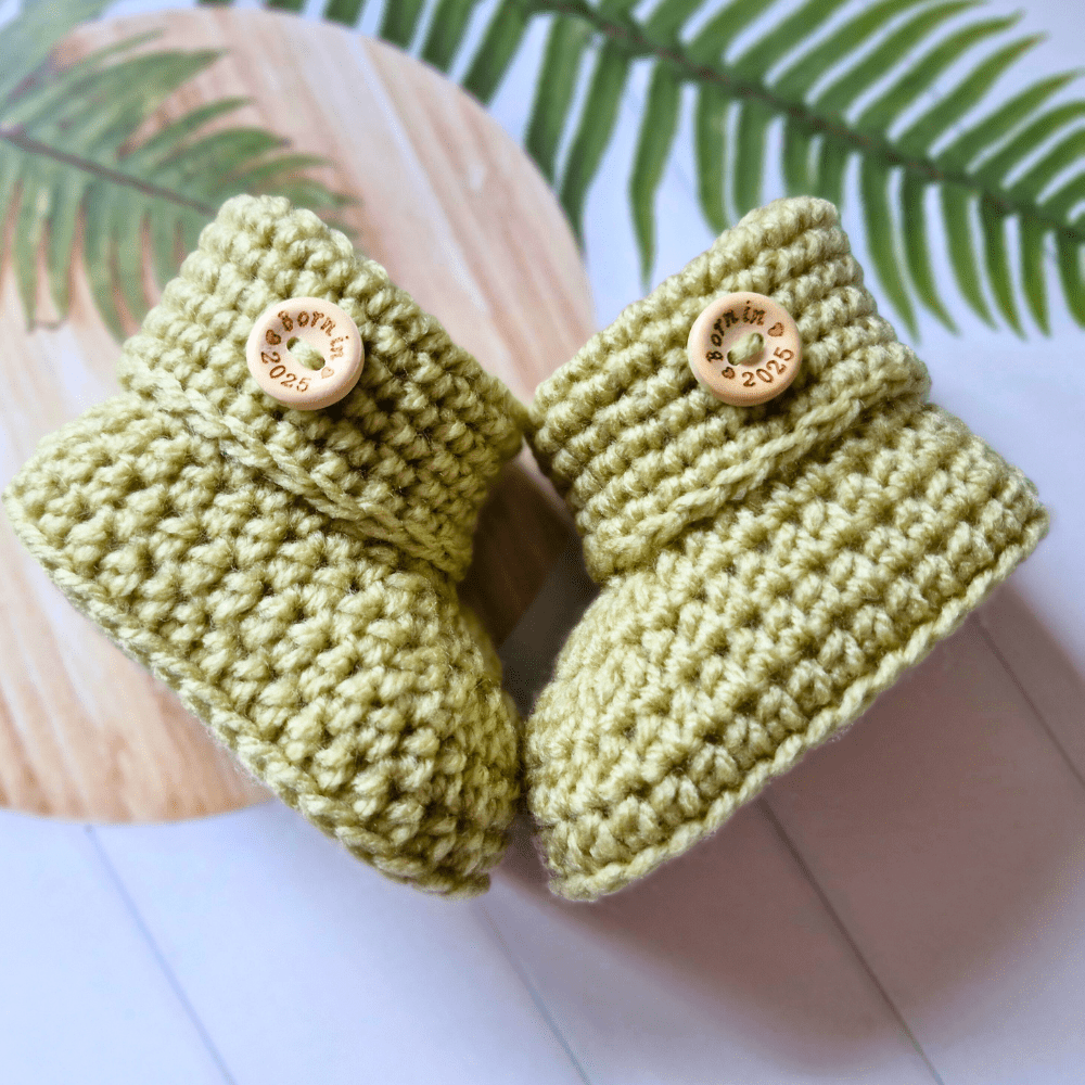Born in 2025 Crochet Baby Booties – Handmade Keepsake Gift for Newborns - Twisted by the Sea