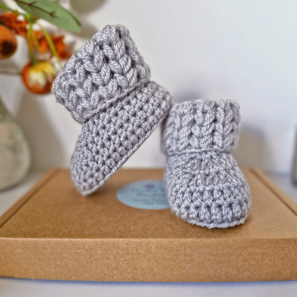 Handmade Crochet Baby Booties – Newborn to 6 Months | Baby Shower Gift - Twisted by the Sea
