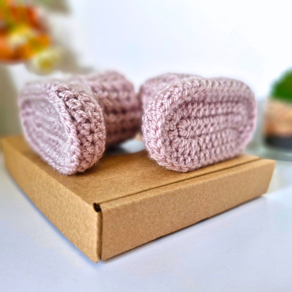 Handmade Handmade Crochet Baby Booties – Newborn to 6 Months | Baby Shower Gift – Baby Booties crafted in soft acrylic yarn and available in multiple colours by Twisted by the Sea.
