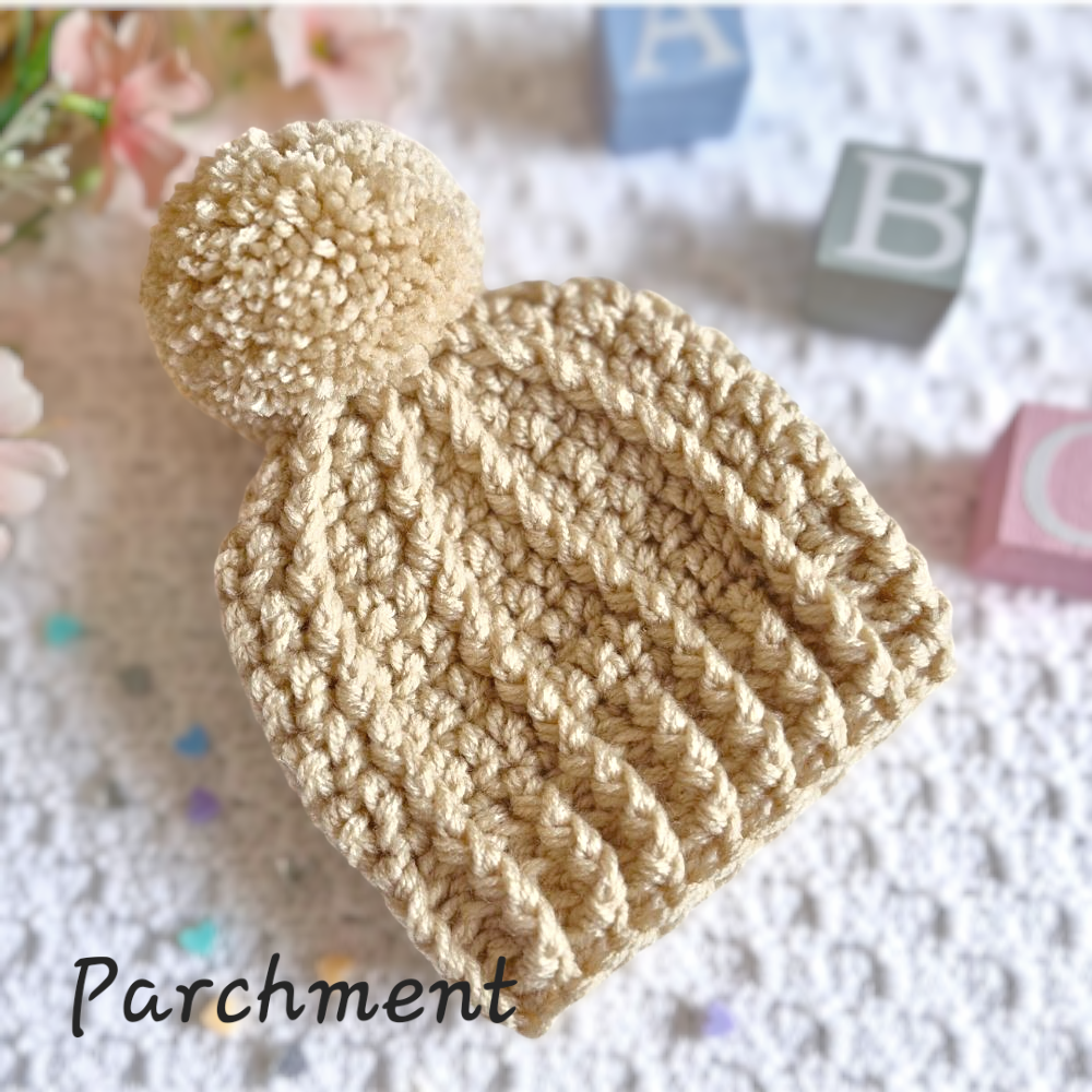 Handmade Newborn Baby Gift Set – Handmade Crochet Hat with Matching Booties – crafted in soft acrylic yarn and available in multiple colours by Twisted by the Sea.