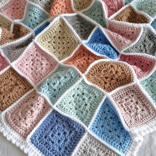 Crochet Baby Blanket - Patchwork Granny Square - Twisted by the Sea