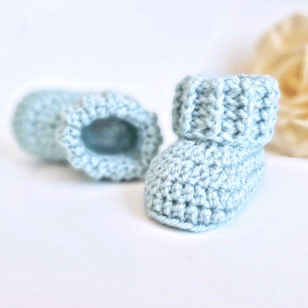 Baby Booties Crochet With Ridged Cuff - Twisted by the Sea