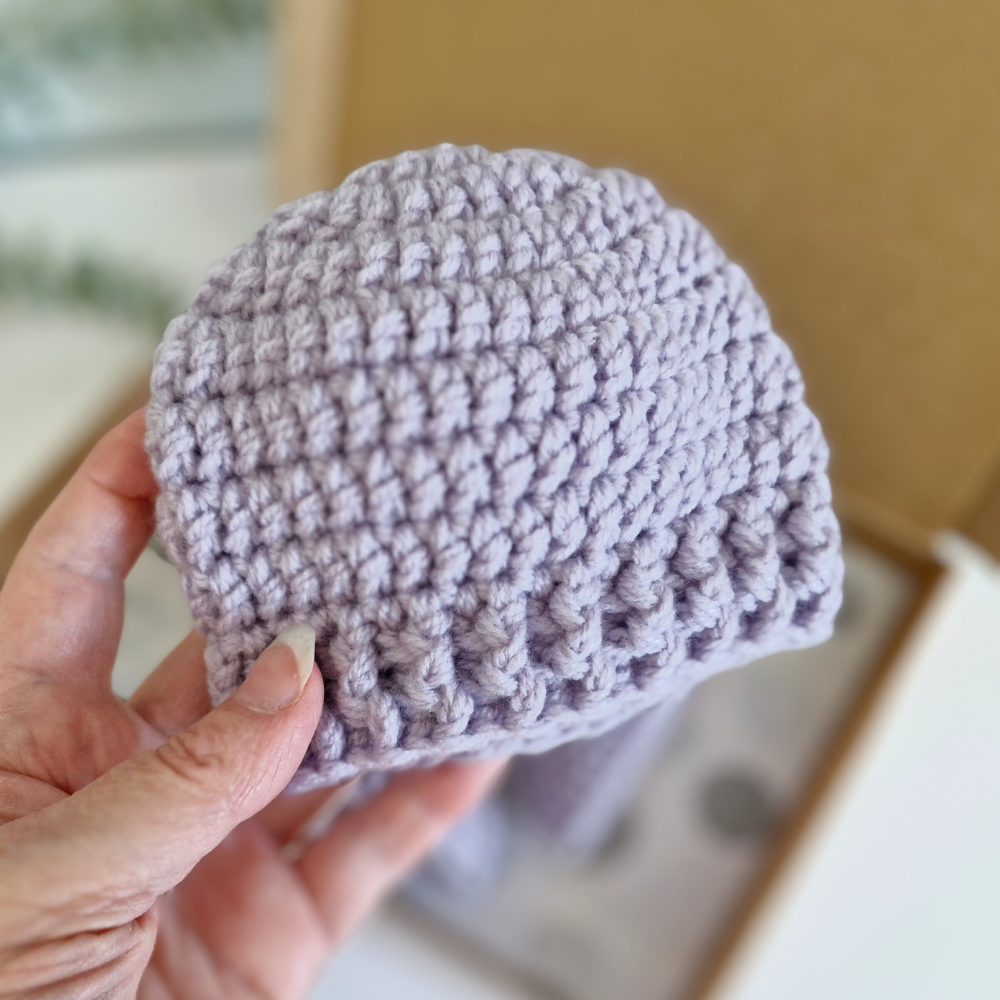 Handmade Crochet Baby Beanie Hat – Handmade, Sizes Newborn to 12 Months – Beanie Hat crafted in soft acrylic yarn and available in multiple colours by Twisted by the Sea.