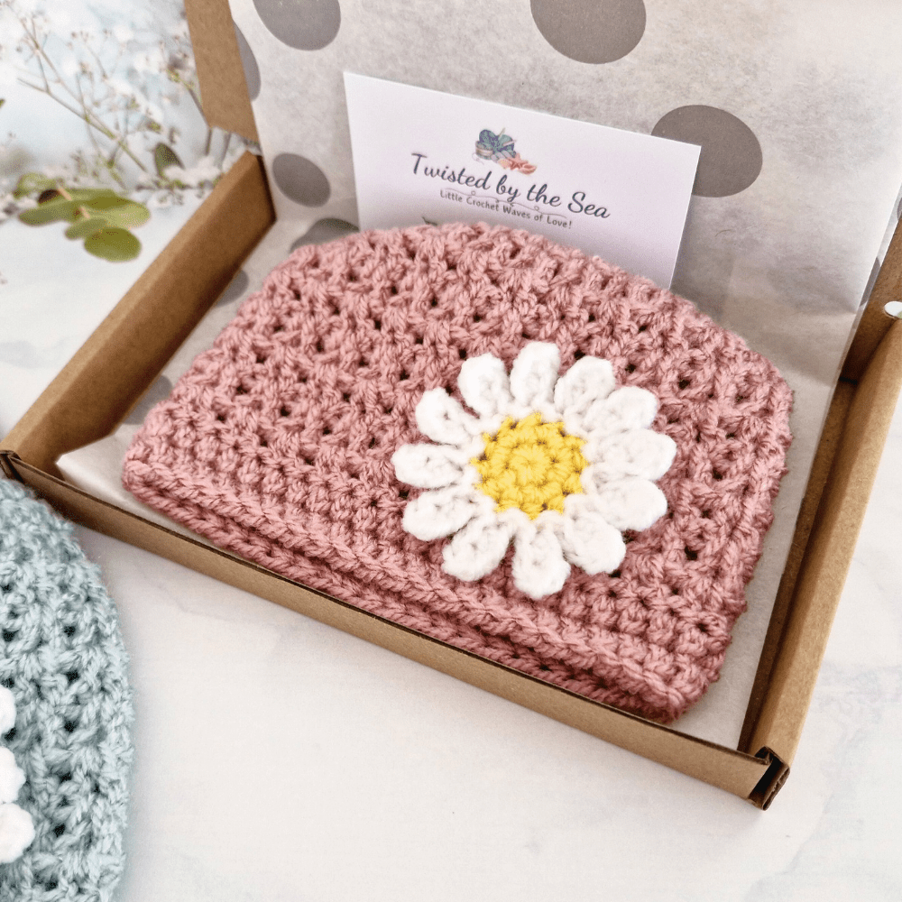 Infant Daisy Beanie Hat, Sizes 12 to 24 Months - Twisted by the Sea