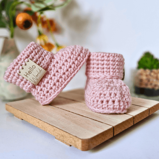 Hello World Crochet Baby Booties – Handmade 0-6 Months Gift - Twisted by the Sea