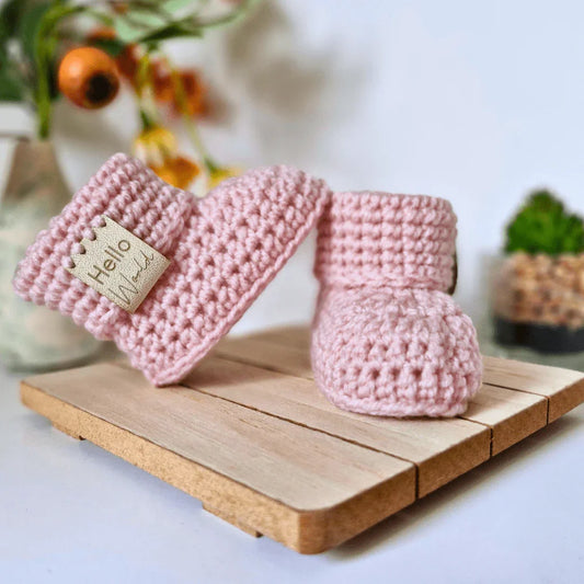 Hello World Crochet Baby Booties – Handmade 0-6 Months Gift - Twisted by the Sea