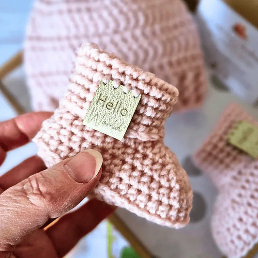 Hello World Crochet Baby Booties – Handmade 0-6 Months Gift - Twisted by the Sea