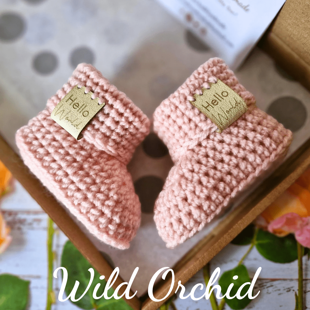Hello World Crochet Baby Booties – Handmade 0-6 Months Gift - Twisted by the Sea