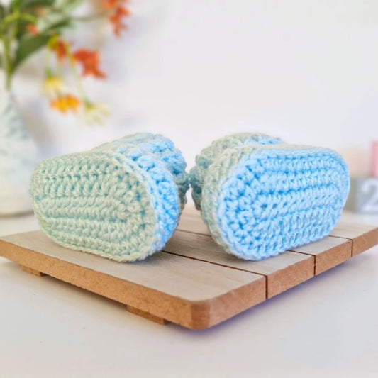 Handmade Crochet Baby Booties with Textured V Stitch Cuff - Twisted by the Sea