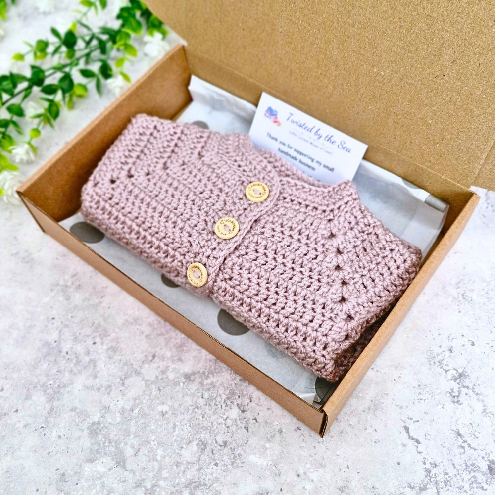 Handmade Crochet Baby Cardigan Gift – Mushroom Newborn