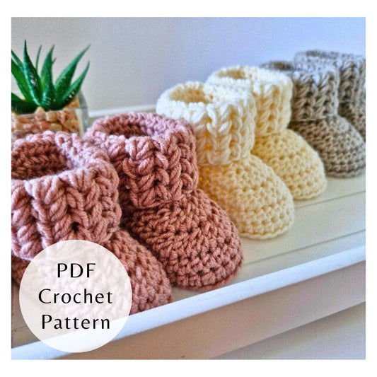 PDF PATTERN Crochet Baby Booties – Puff V Stitch (Instant Download) - Twisted by the Sea