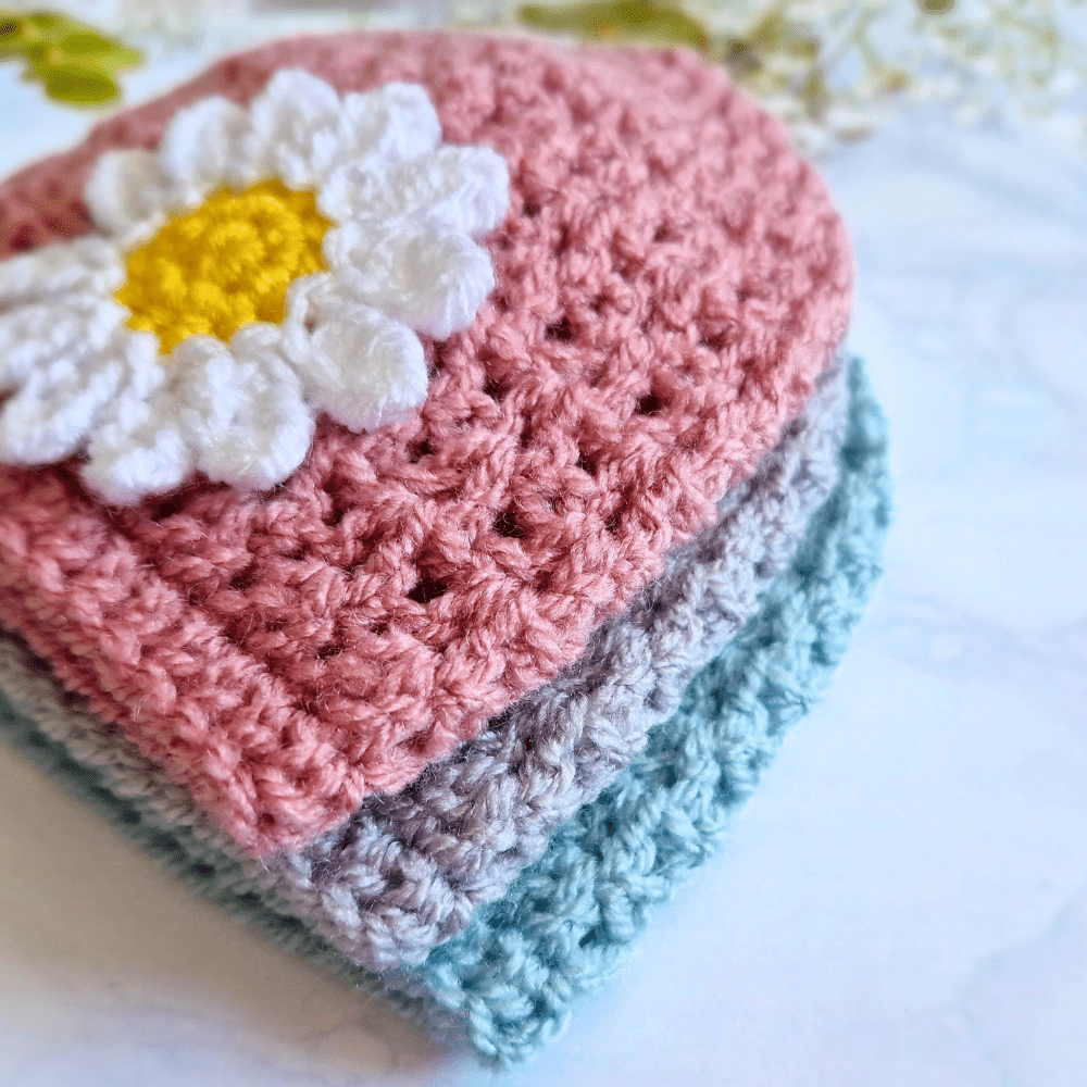 Handmade Daisy Baby Hat and Booties Set - Twisted by the Sea