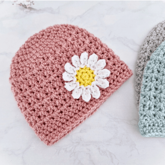 Handmade Daisy Baby Hat and Booties Set - Twisted by the Sea