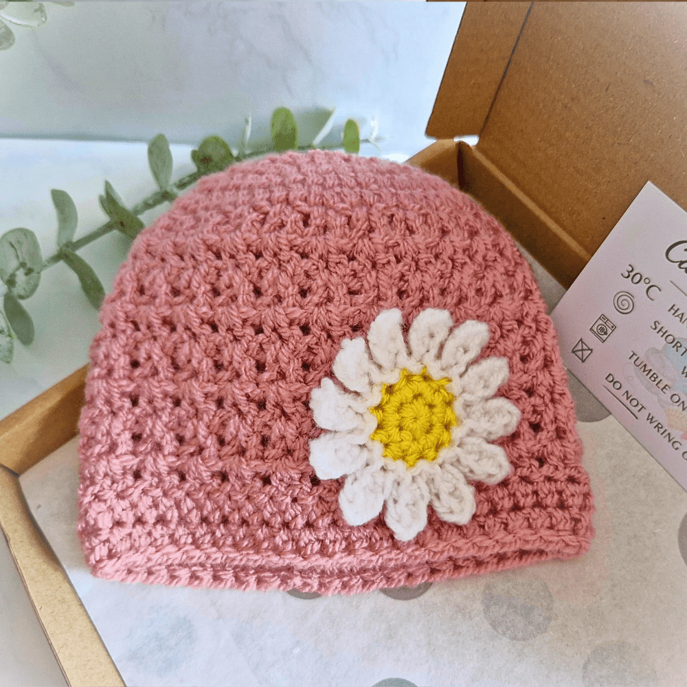 Handmade Daisy Baby Hat and Booties Set - Twisted by the Sea