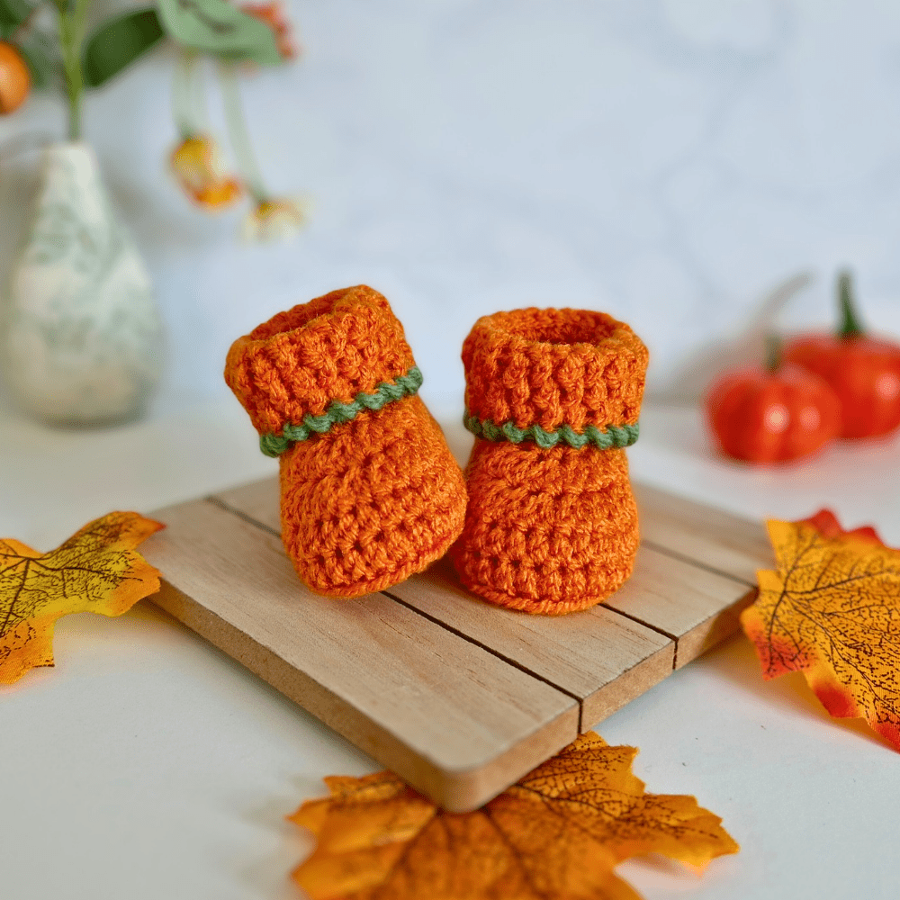 Handmade Crochet Pumpkin Baby Hat & Booties Set – Autumn Gift - Twisted by the Sea