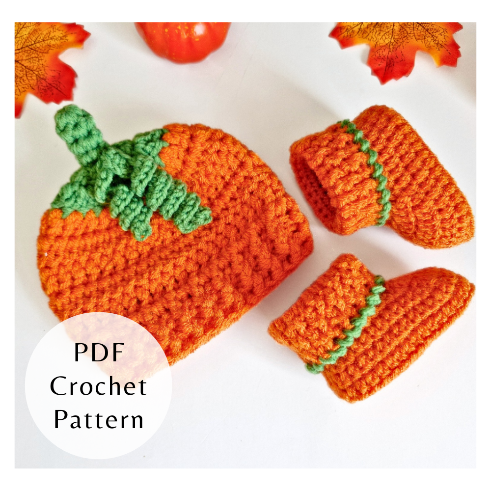 Handmade Pumpkin Baby Hat Crochet Pattern – PDF Digital Download – PDF pattern crafted in soft acrylic yarn and available in multiple colours by Twisted by the Sea.