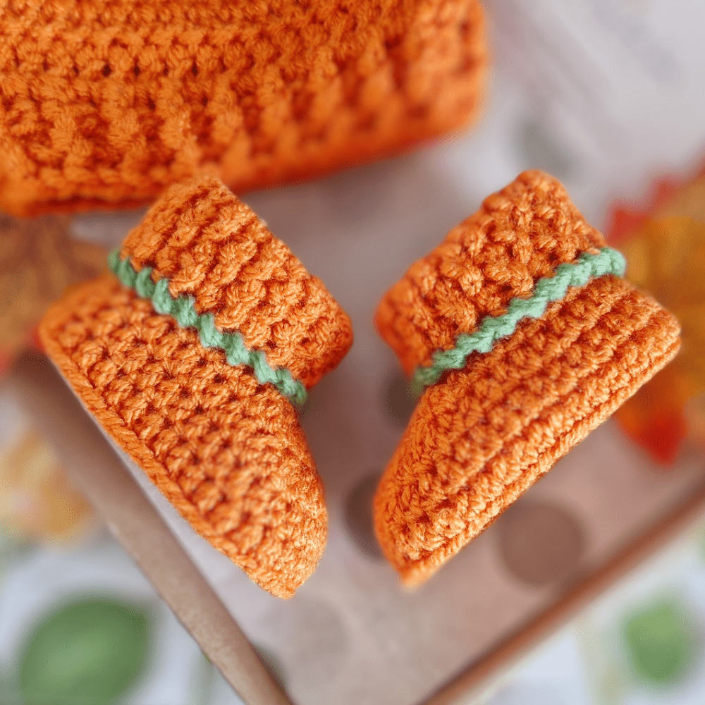 Handmade Crochet Pumpkin Baby Hat & Booties Set – Autumn Gift - Twisted by the Sea