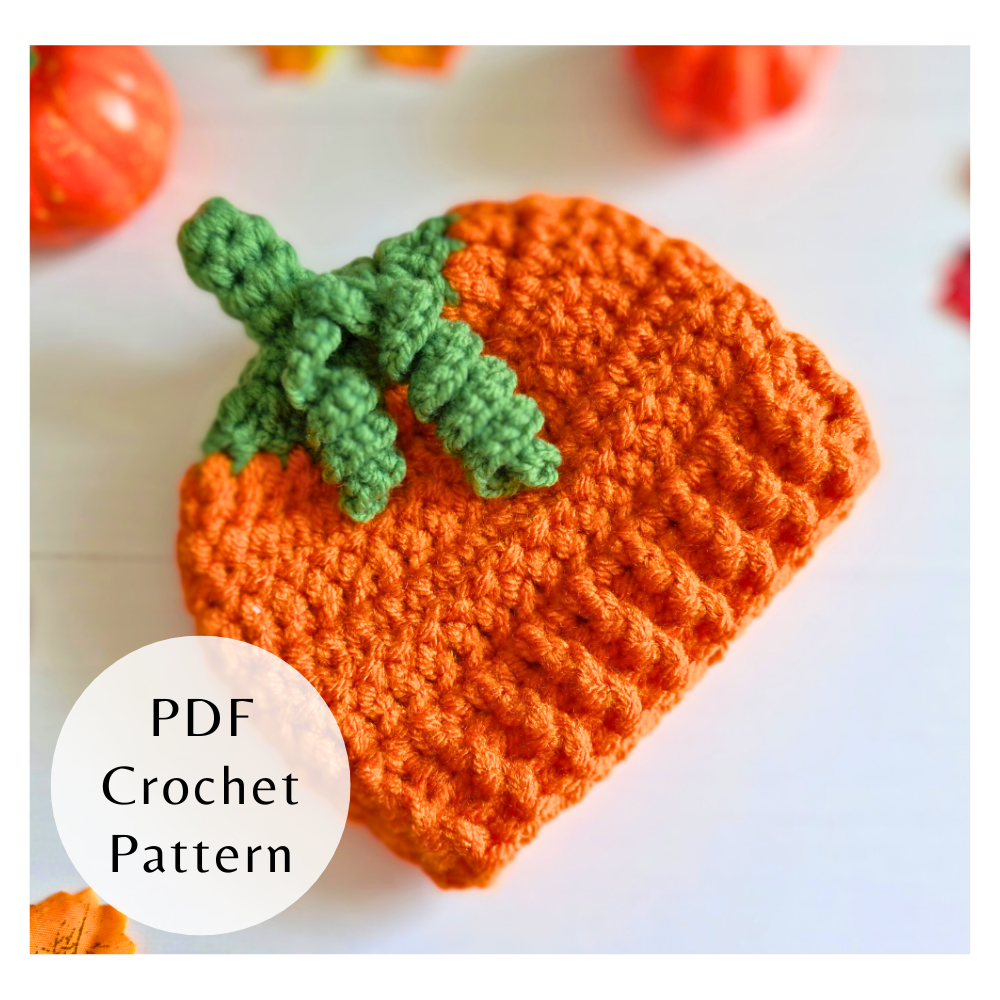 Handmade Pumpkin Baby Hat Crochet Pattern – PDF Digital Download – PDF pattern crafted in soft acrylic yarn and available in multiple colours by Twisted by the Sea.