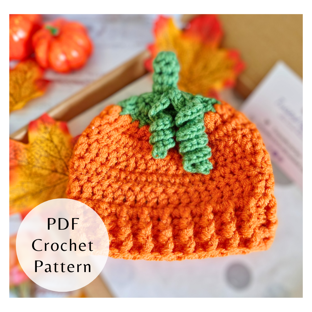 Handmade Pumpkin Baby Hat Crochet Pattern – PDF Digital Download – PDF pattern crafted in soft acrylic yarn and available in multiple colours by Twisted by the Sea.