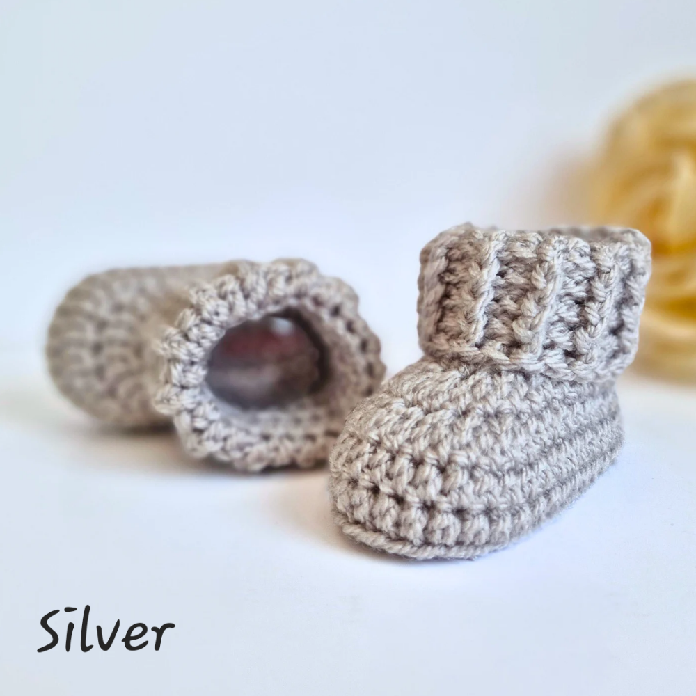 Handmade Newborn Baby Gift Set – Handmade Crochet Hat with Matching Booties – crafted in soft acrylic yarn and available in multiple colours by Twisted by the Sea.