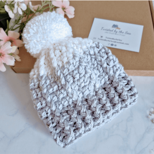 Ombre Crochet Pom Pom Hat – Child, Teen & Adult - Twisted by the Sea