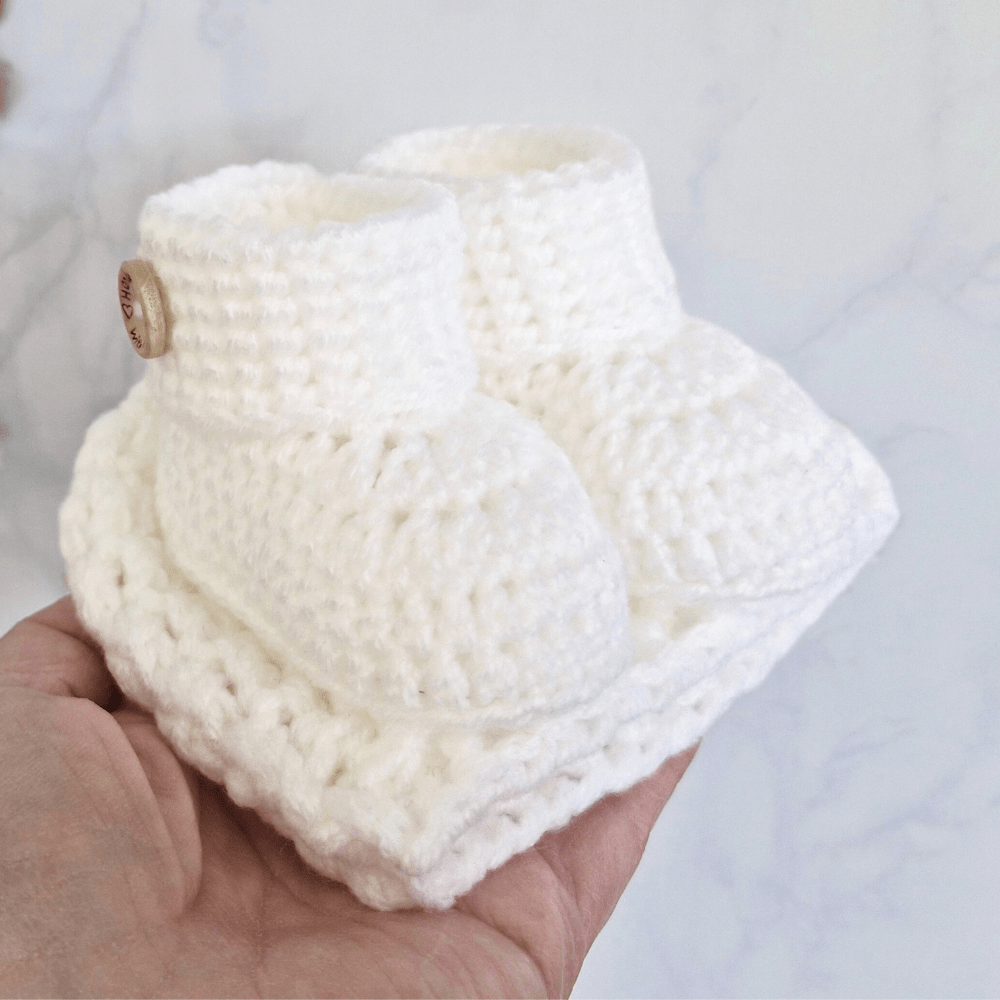 White Crochet Baby Gift Set – Handmade Hat & Booties - Twisted by the Sea