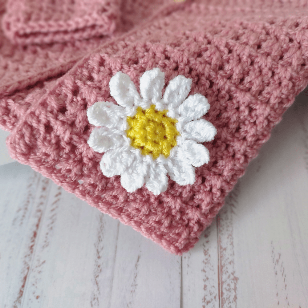 Crochet Daisy Baby Cardigan – Handmade in sizes 12 to 24 Months - Twisted by the Sea
