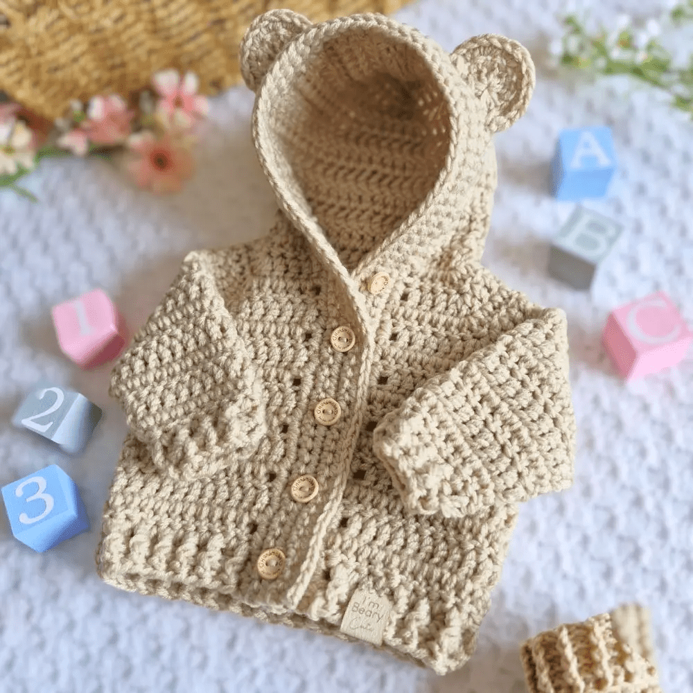 Crochet Baby Hooded Cardigan – Newborn to 2 Years - Twisted by the Sea