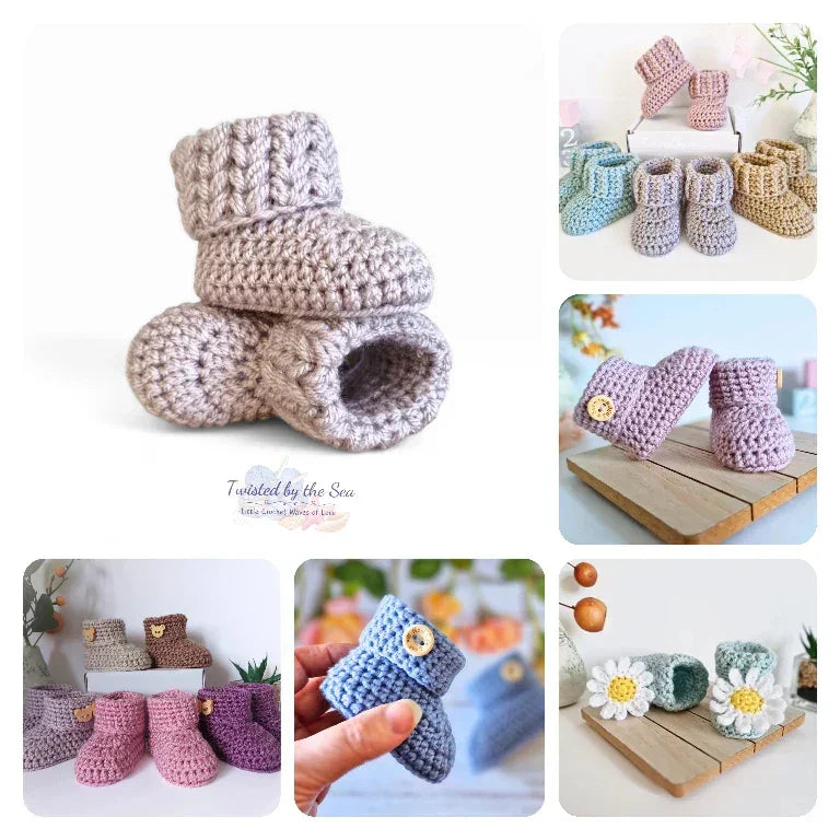 A collection of handmade baby booties available in this section