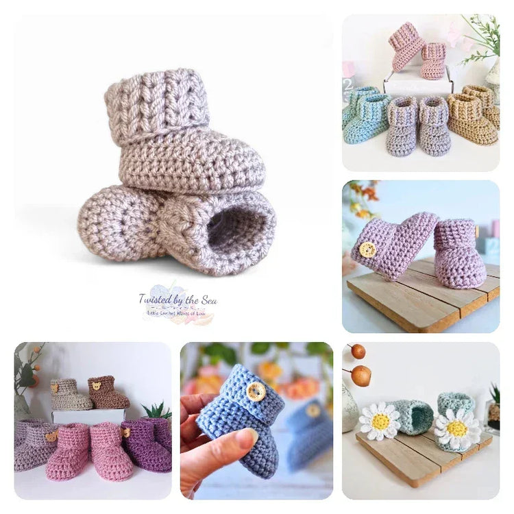 A collection of handmade baby booties available in this section