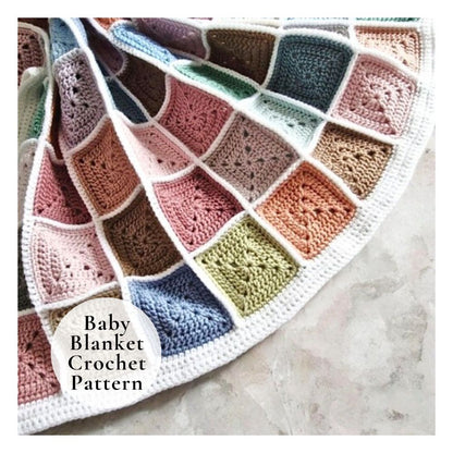 Crochet Baby Blanket Pattern – Solid Granny Squares PDF (Instant Download)