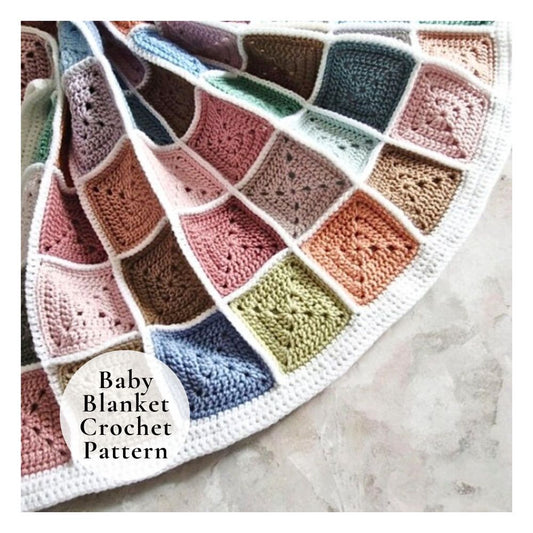 PDF PATTERN Crochet Baby Blanket - Solid Granny Squares (Instant Download)
