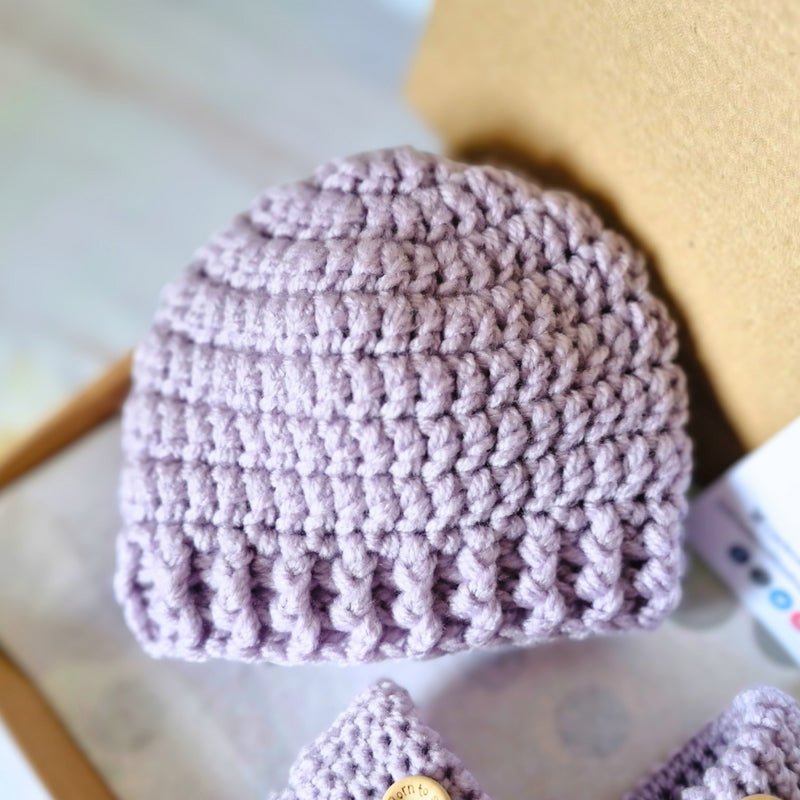 Crochet Baby Hat and Booties Set – Born to Sparkle Buttons - Twisted by the Sea