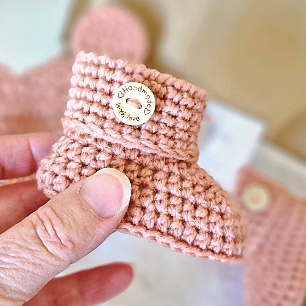 Handmade Crochet Teddy Hat and Bootie Set – 0-6 Months