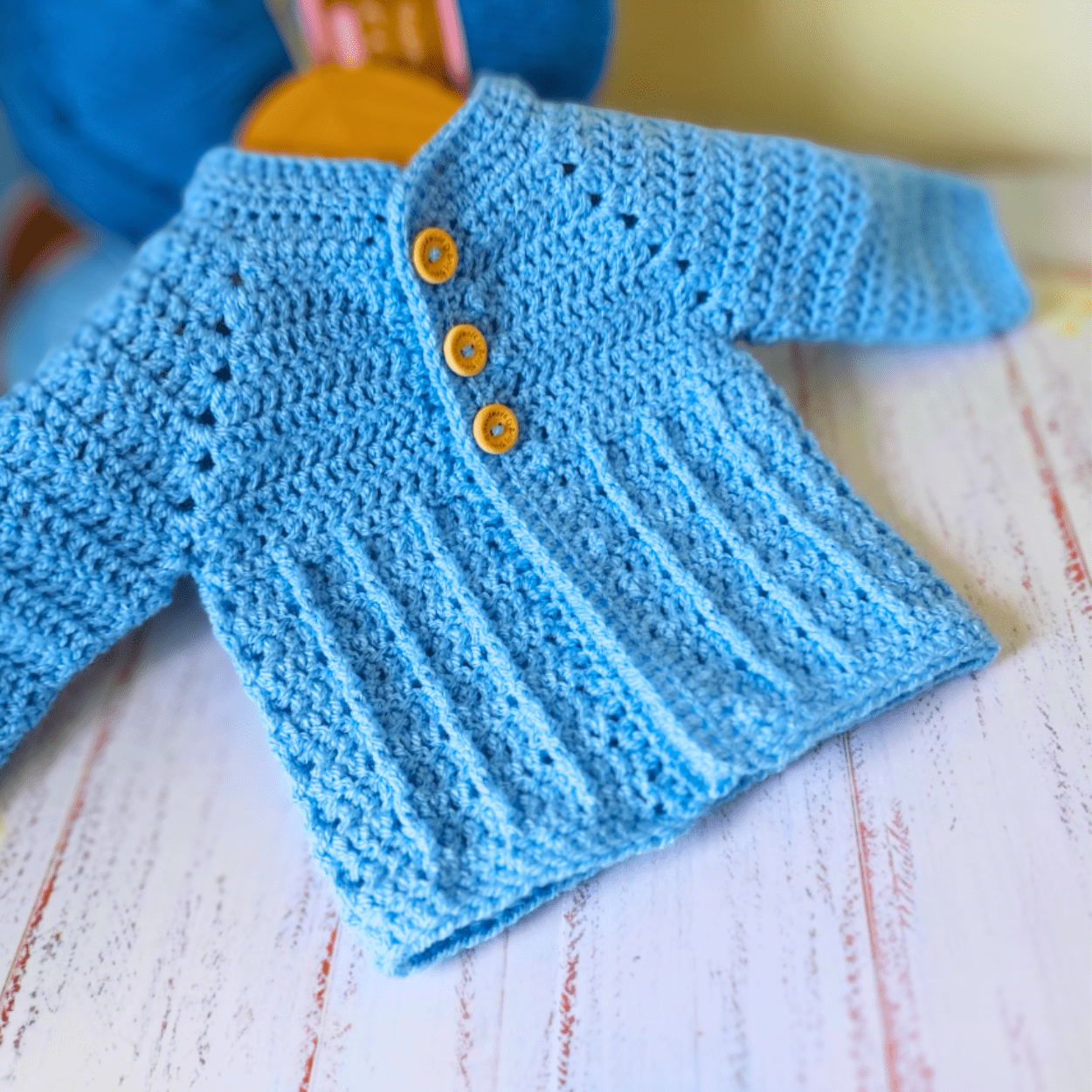 Handmade Crochet Baby Cardigan, Sizes Newborn and 0-3 Months - Twisted by the Sea