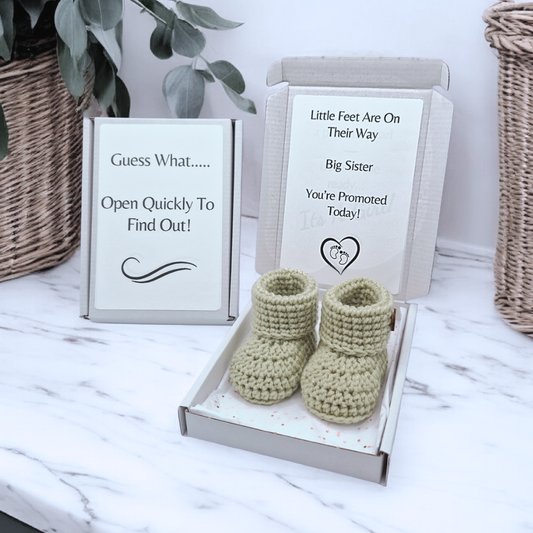 Big Sister Pregnancy Announcement Gift | Booties Reveal Box - Twisted by the Sea