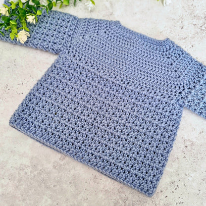 Crochet Daisy Baby Cardigan – 3-6 Months Blue