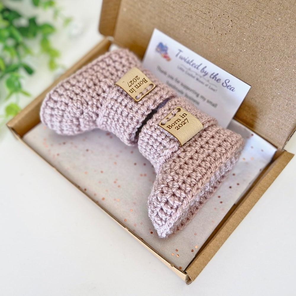 Born in 2027 Crochet Baby Booties – Handmade Newborn Gift