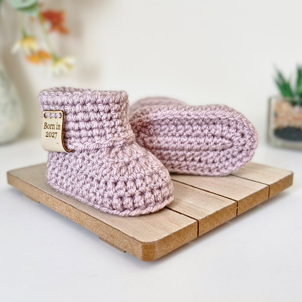 Born in 2027 Crochet Baby Booties – Handmade Newborn Gift